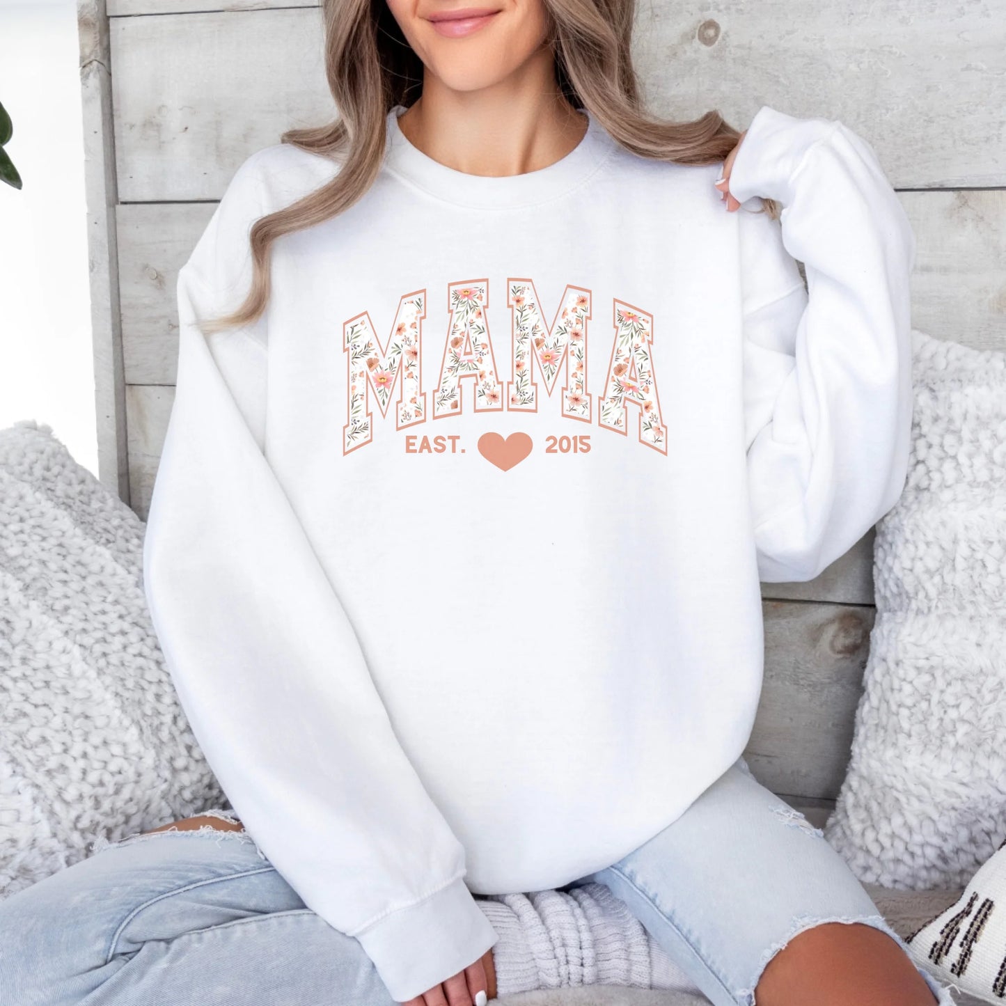 mamgibt Sweatshirt Mama und Mini Blumen Sweatshirt Mama und Mini Blumen White