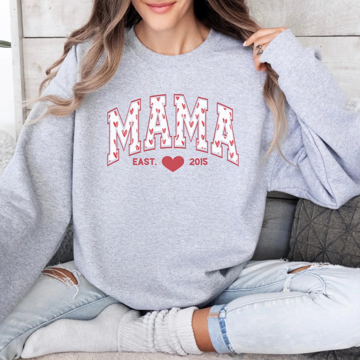 mamagibt Sweatshirt Mama und Mini Herzchen Sweatshirt Mama und Mini Herzchen Sport Grey