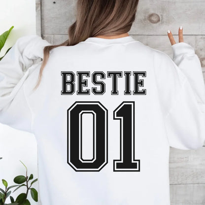 mamagibt Personalisierbares Sweatshirt Bestie mit Zahlen Personalisierbare Hoodie Bestie mit Zahlen1 White