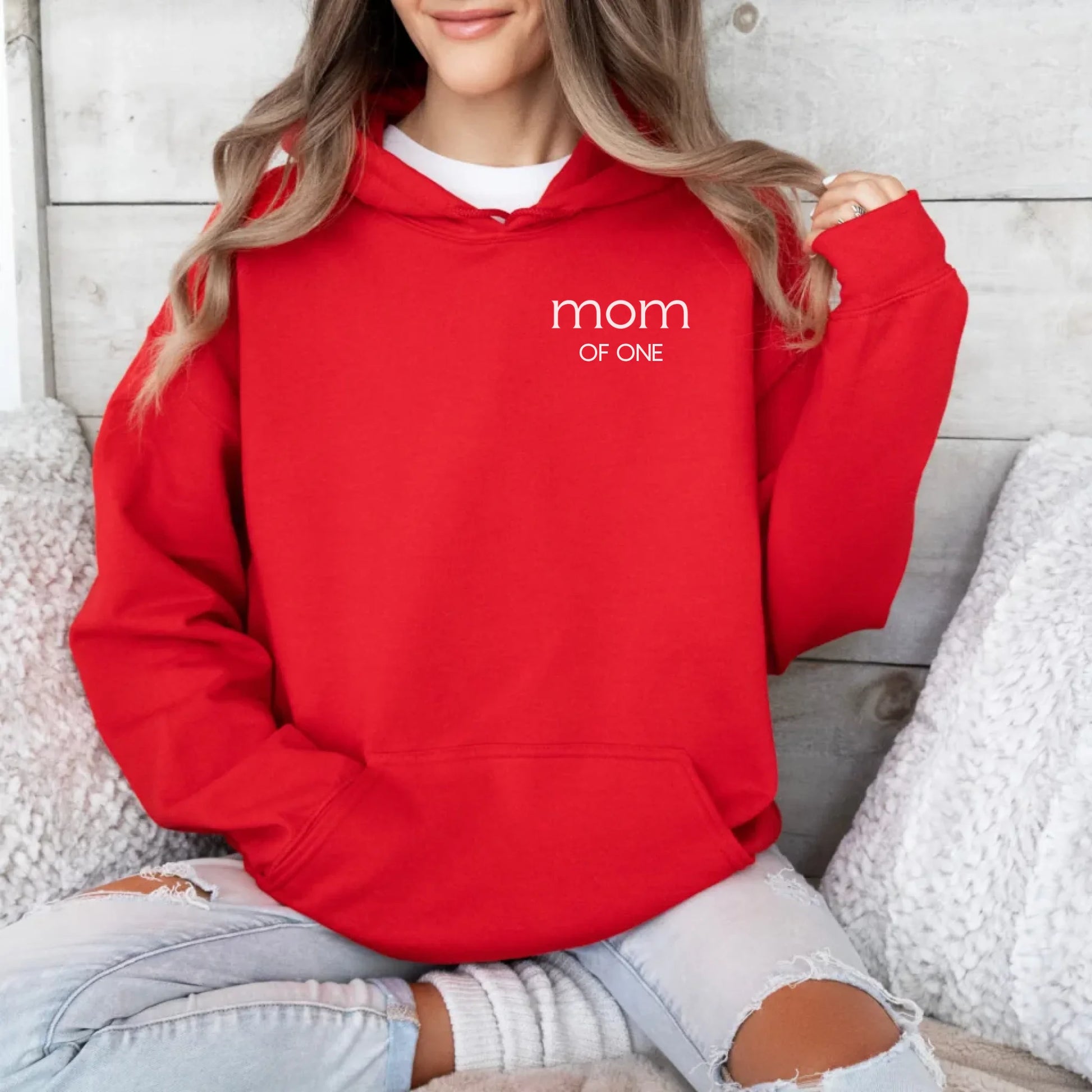 Printify Personalisierter Mama Hoodie Mom of X Hoodie Mama Design 7 Red