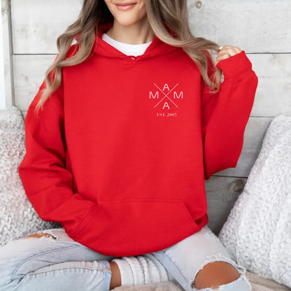 Printify Personalisierter Mama Hoodie mit Kreuzmotiv Hoodie Mama Design 5 Red
