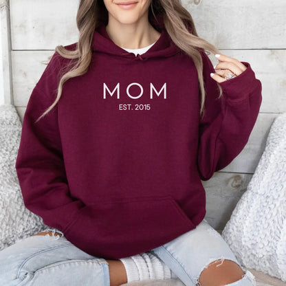 Printify Personalisierbarer Mama Hoodie mit Geburtsdatum Hoodie Mama Design 4 Maroon