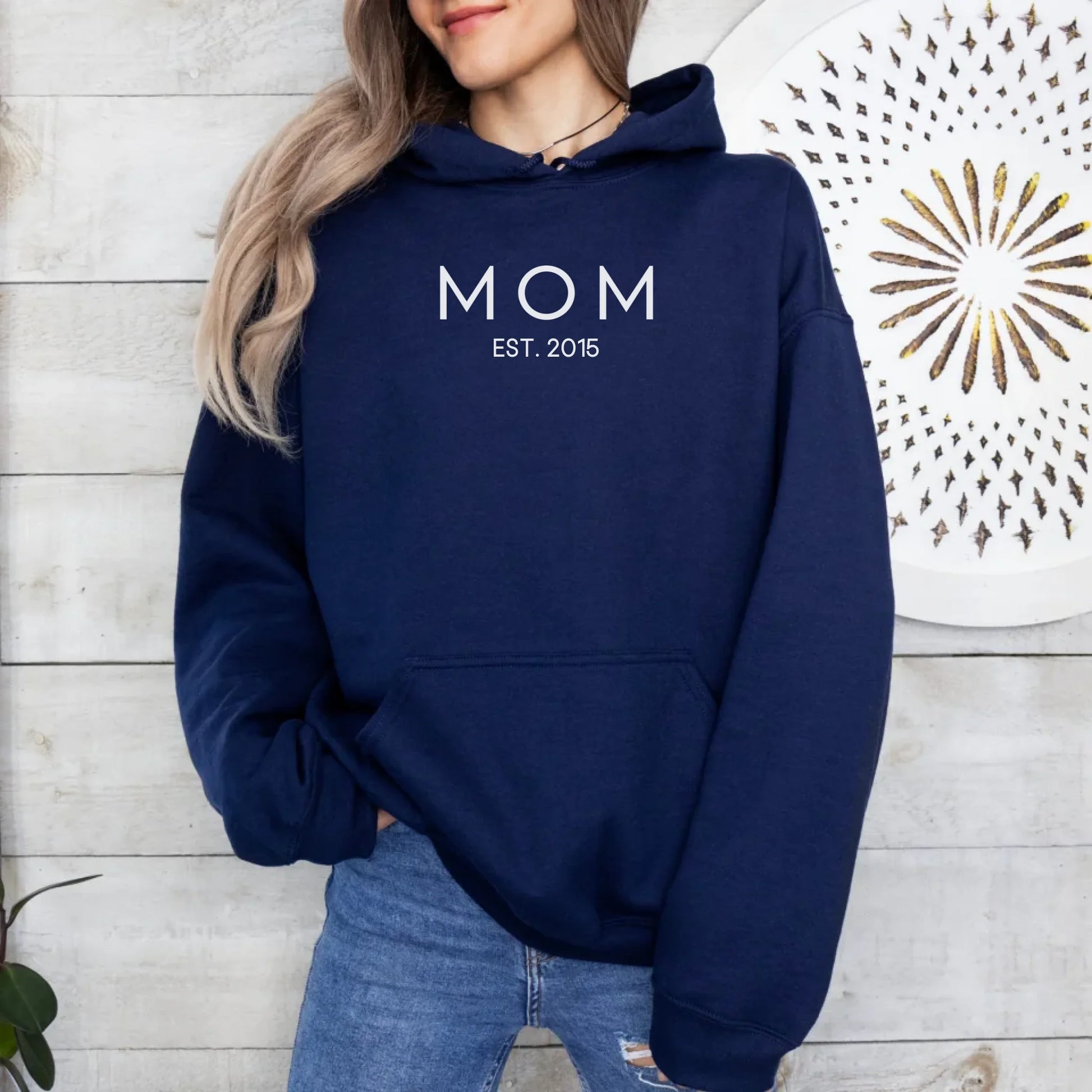 Printify Personalisierbarer Mama Hoodie mit Geburtsdatum Hoodie Mama Design 4 Navy