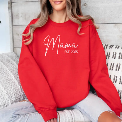 Printify Personalisierbares Sweatshirt Mama mit Datum Sweatshirt Mama Design 13 Red