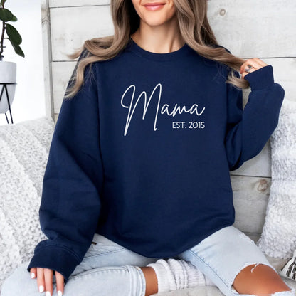 Printify Personalisierbares Sweatshirt Mama mit Datum Sweatshirt Mama Design 13 Navy