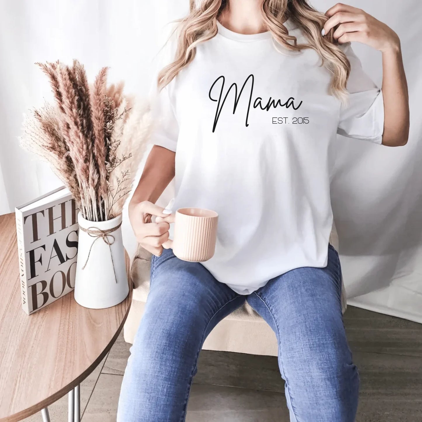 Printify T-Shirt Mama personalisierbar mit Datum T-Shirt Mama Design 13 White