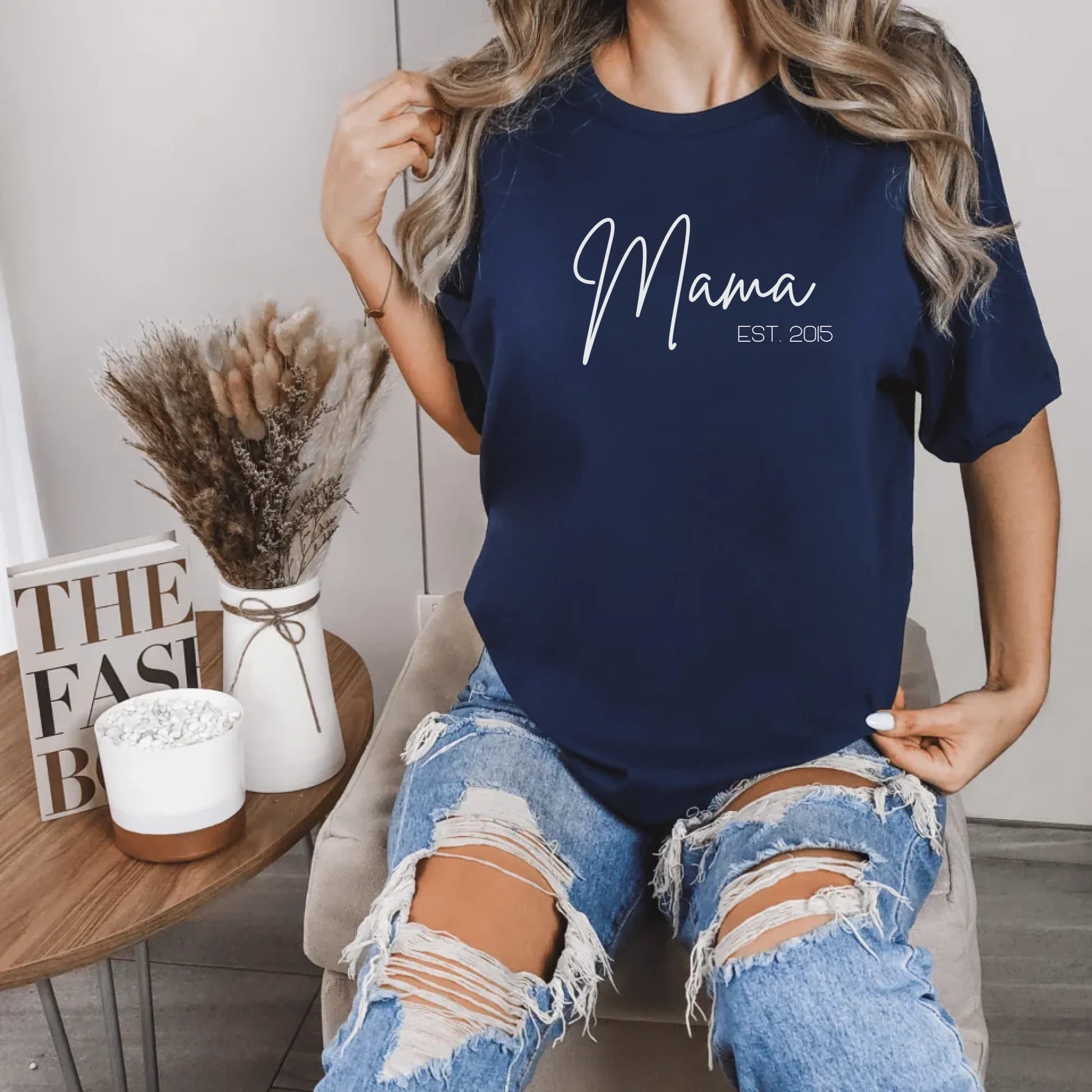 Printify T-Shirt Mama personalisierbar mit Datum T-Shirt Mama Design 13 Navy