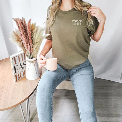 Printify Personalisiertes Mama T-Shirt "Mom of X" T-Shirt Mama Design 7 Heather Olive