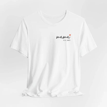 Printify Personalisiertes Mama T-Shirt mit Datum und Herz