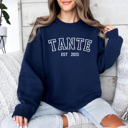 Printify Sportliches Tante Sweatshirt mit Datum personalisiert Sweatshirt Tante Design 6 Navy