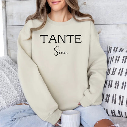 Printify Personalisierter Pullover Tante mit Namen Sweatshirt Tante Design 5 Sand