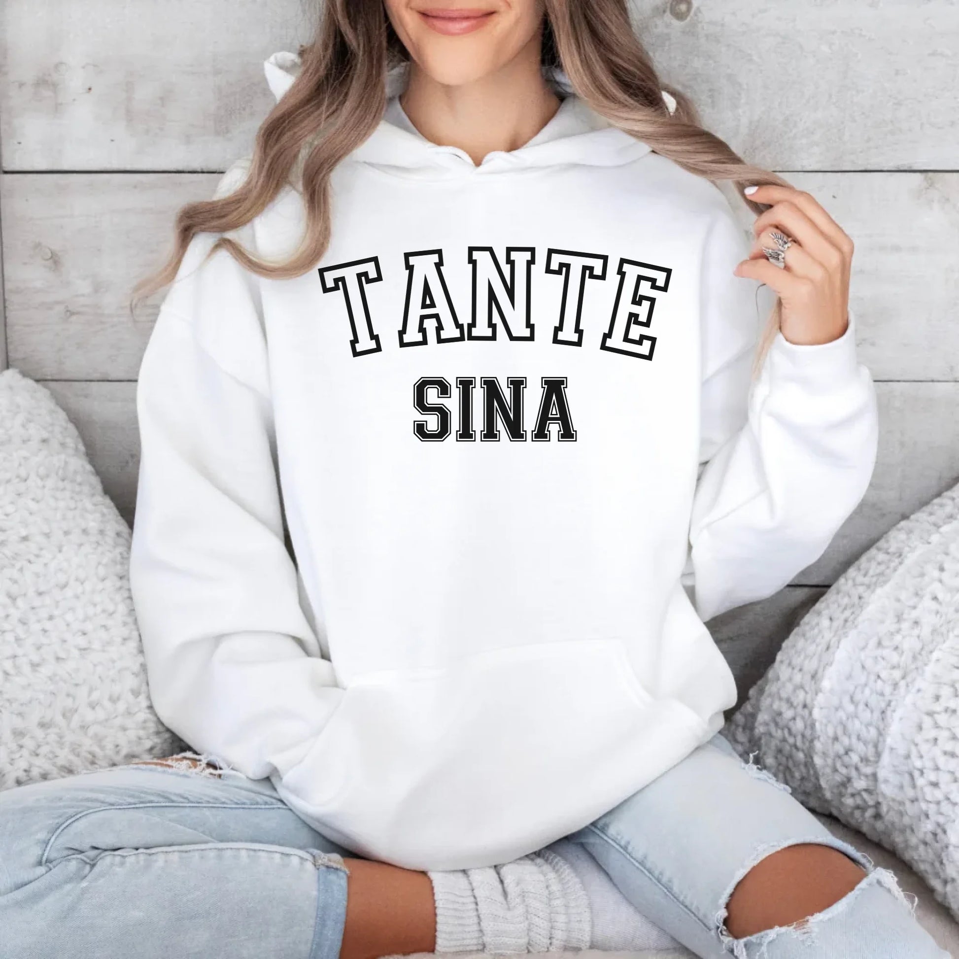 mamagibt Personalisierter Tante Hoodie "Sport" mit Namen Hoodie Tante Design 9 White
