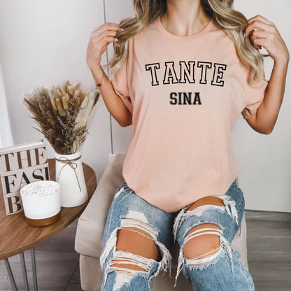 Printify Sportliches T-Shirt Tante personalisiert T-Shirt Tante Design 9 Heather Peach