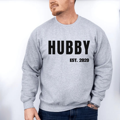 Printify Sweatshirt Couple Hubby mit Datum Sweatshirt Couple Hubby mit Datum Sport Grey