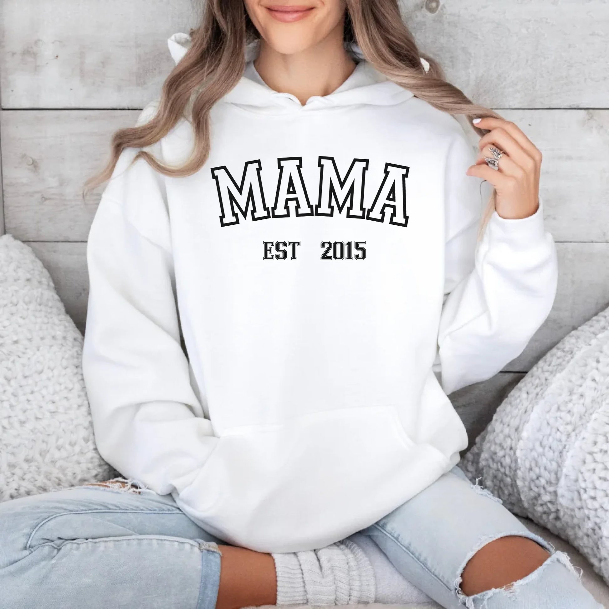 Printify Personalisierbarer Hoodie Mama "Sport "mit Datum Hoodie Mama Design 10 White