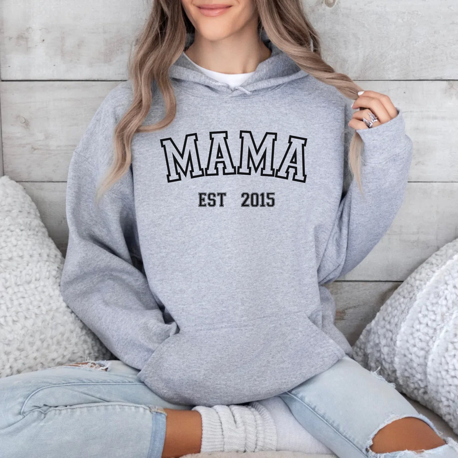 Printify Personalisierbarer Hoodie Mama "Sport "mit Datum Hoodie Mama Design 10 Sport Grey