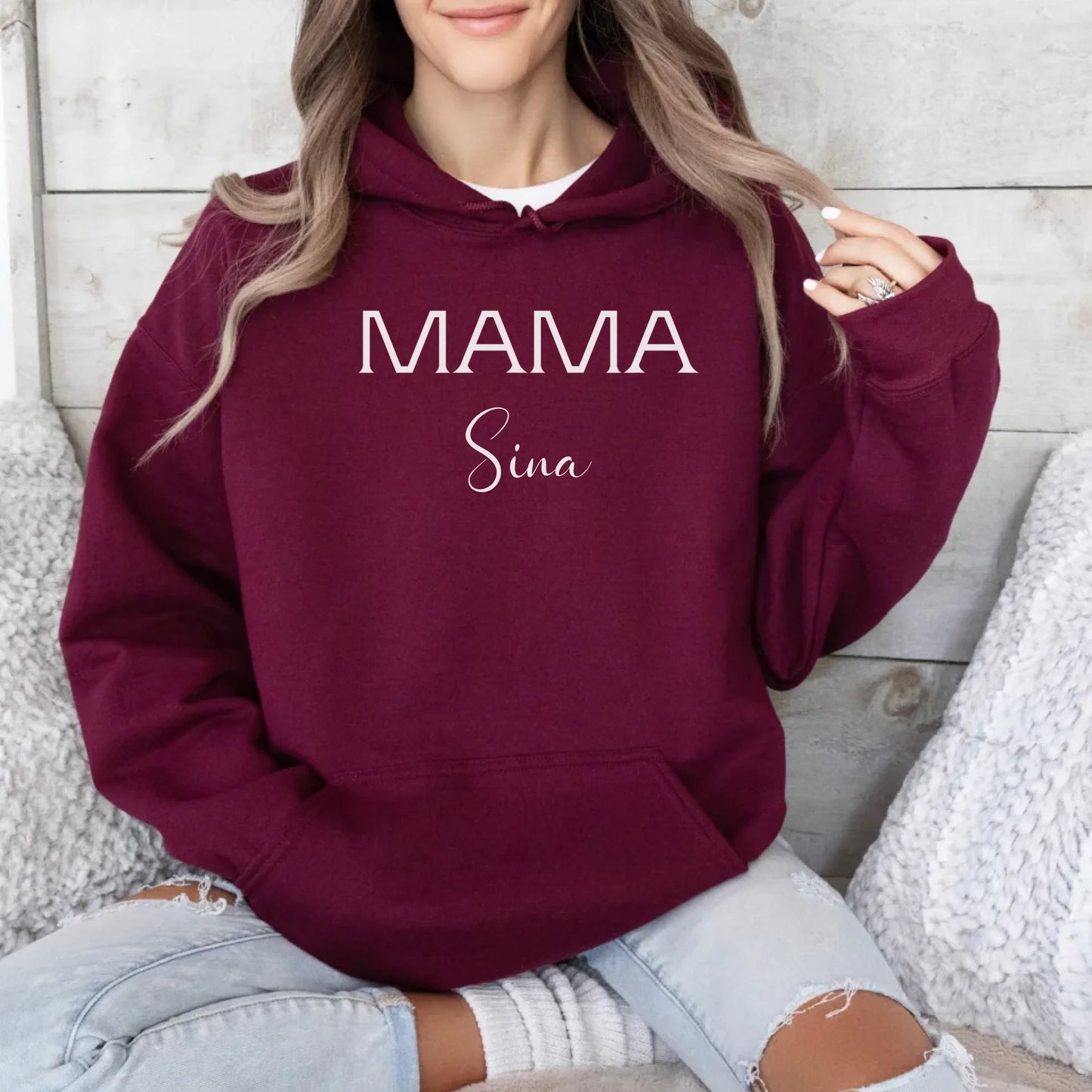 Printify Personalisierter Hoodie Mama mit Kindernamen