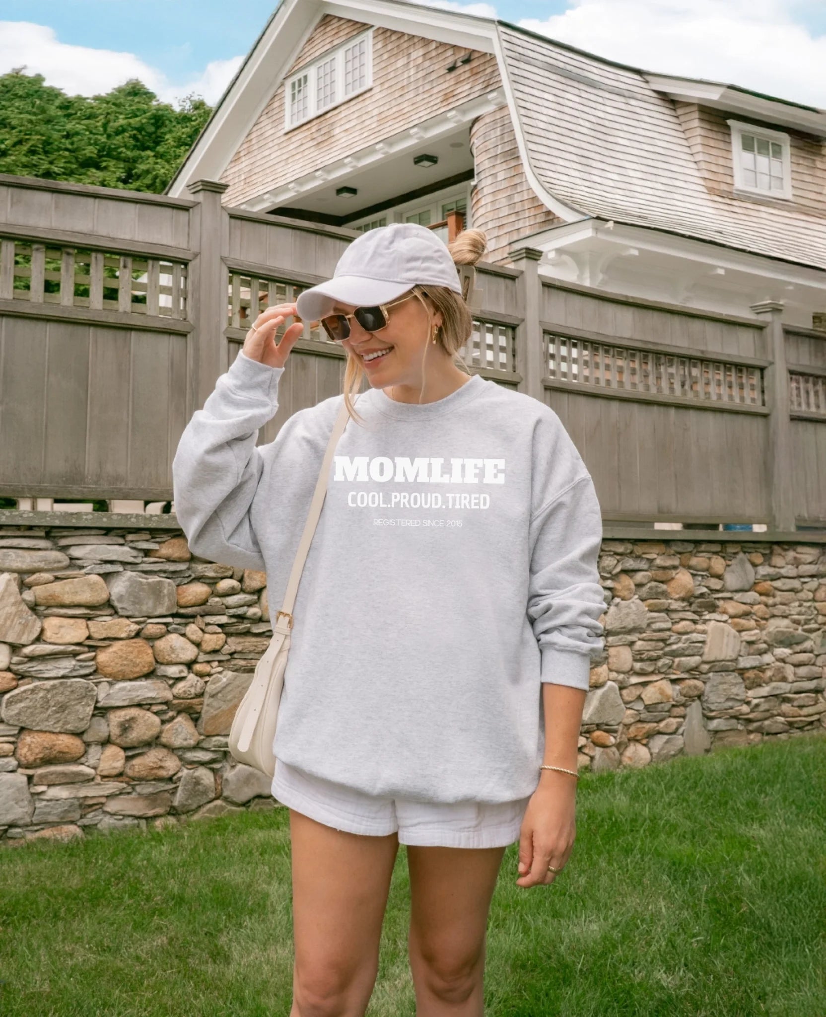 Printify Mama Sweatshirt Momlife personalisiert mit Datum Mama Sweatshirt momlife personalisert mit Datum Ash