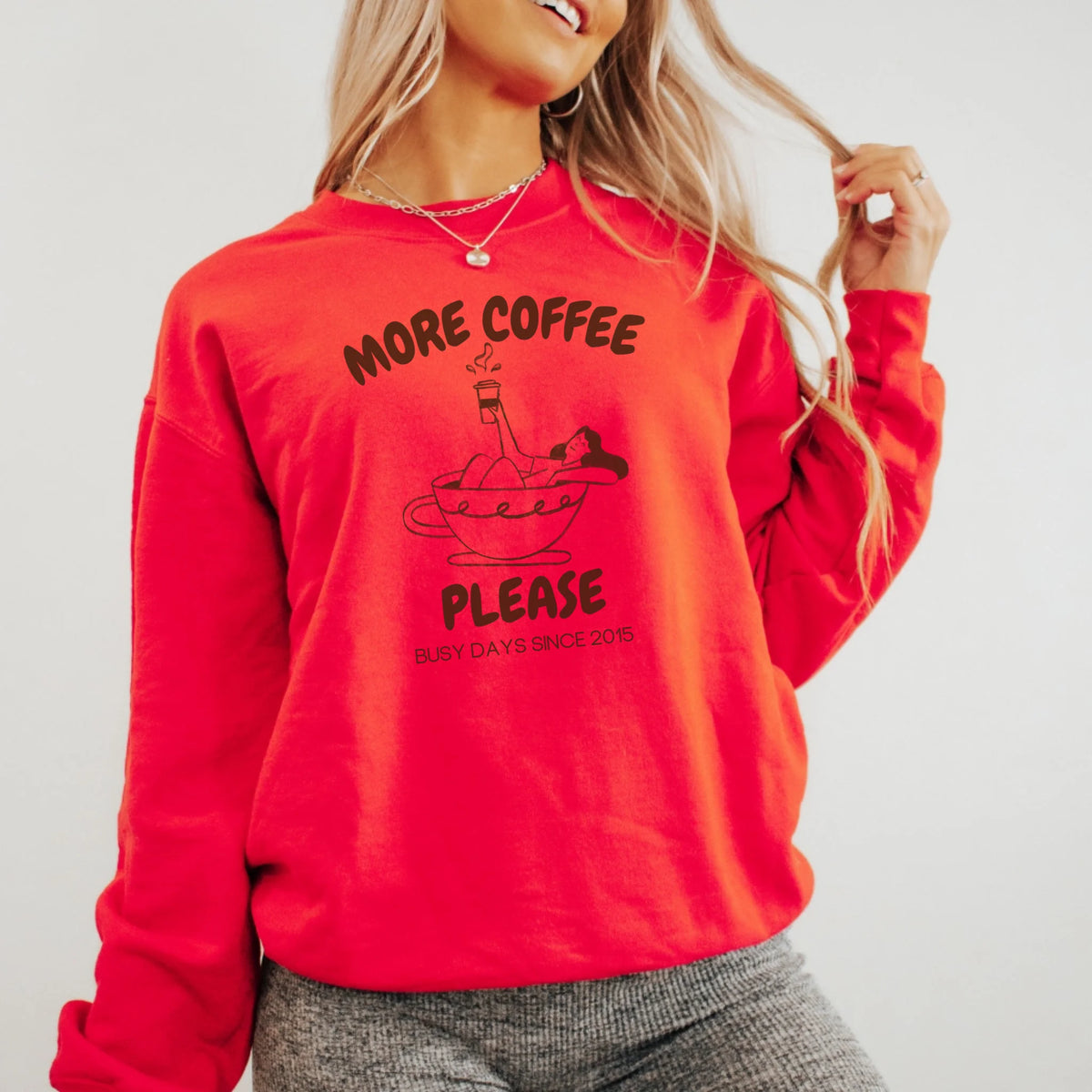Printify Sweatshirt Mama more coffee please Sweatshirt Mama more coffee please Red personalisiert