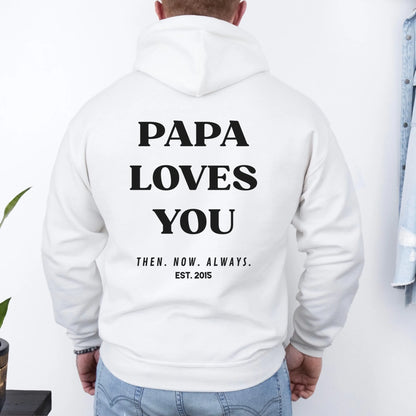 mamagibt Hoodie Papa loves you Papa Hoodie dad loves you White personalisiert