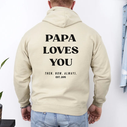 mamagibt Hoodie Papa loves you Papa Hoodie dad loves you Sand personalisiert