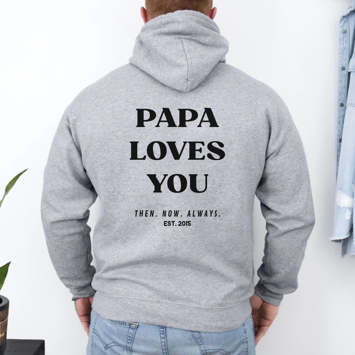 mamagibt Hoodie Papa loves you Papa Hoodie dad loves you Sport Grey personalisiert