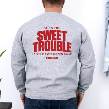 mamagibt Couple Sweatshirt sweet trouble | Him Couple Sweatshirt sweet trouble | Him Ash personalisiert