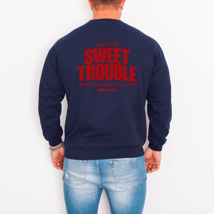 mamagibt Couple Sweatshirt sweet trouble | Him Couple Sweatshirt sweet trouble | Him Navy personalisiert