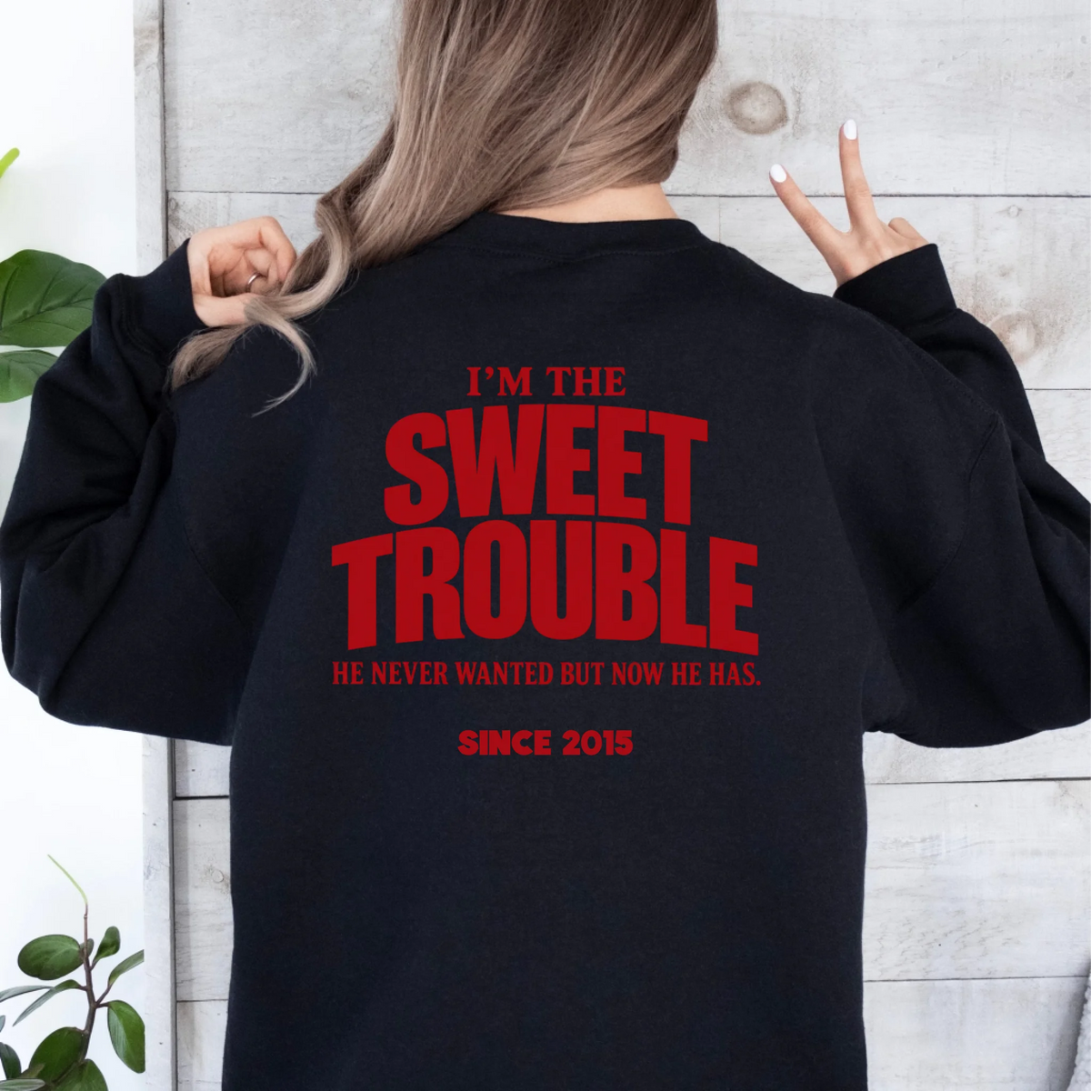 mamagibt Couple Sweatshirt sweet trouble | Her Couple Sweatshirt sweet trouble | Her Black personalisiert