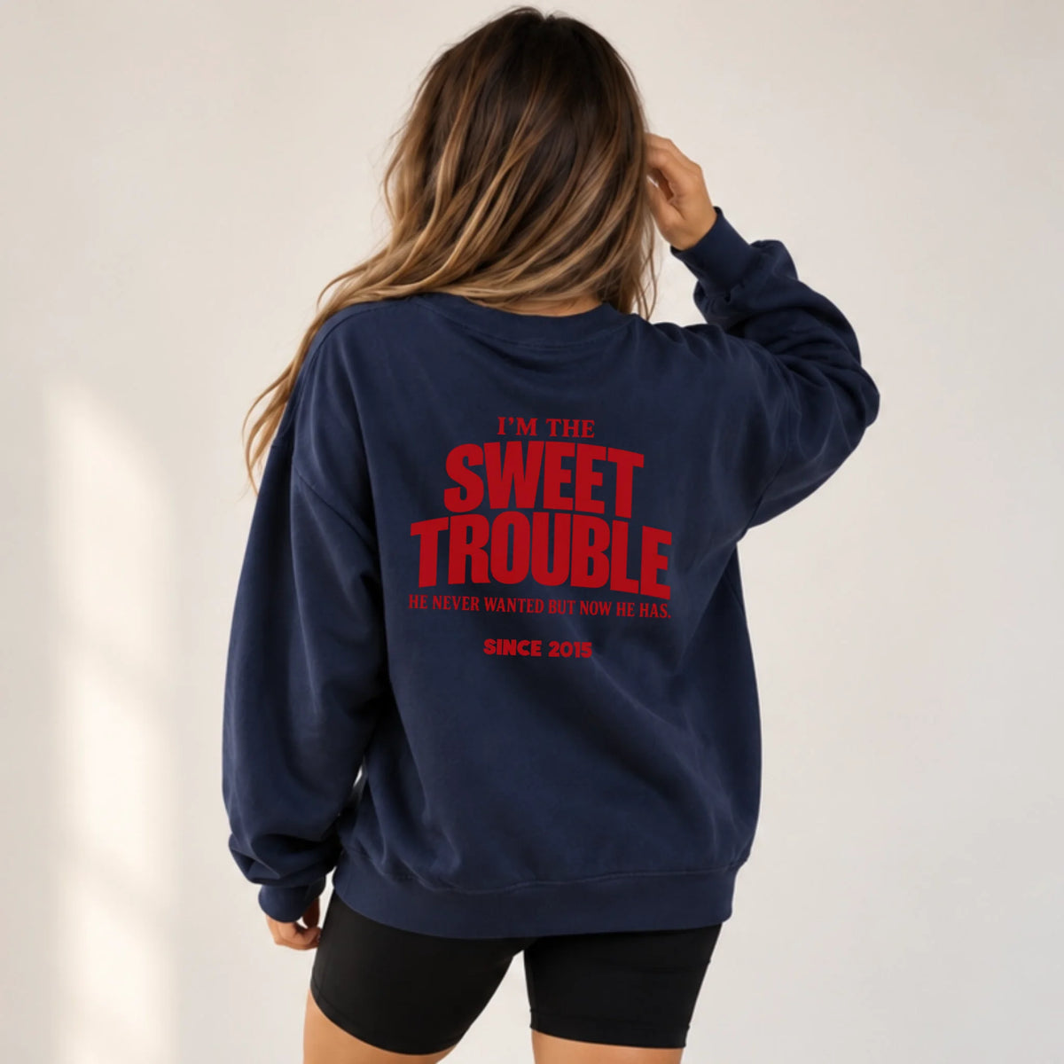 mamagibt Couple Sweatshirt sweet trouble | Her Couple Sweatshirt sweet trouble | Her Navy personalisiert