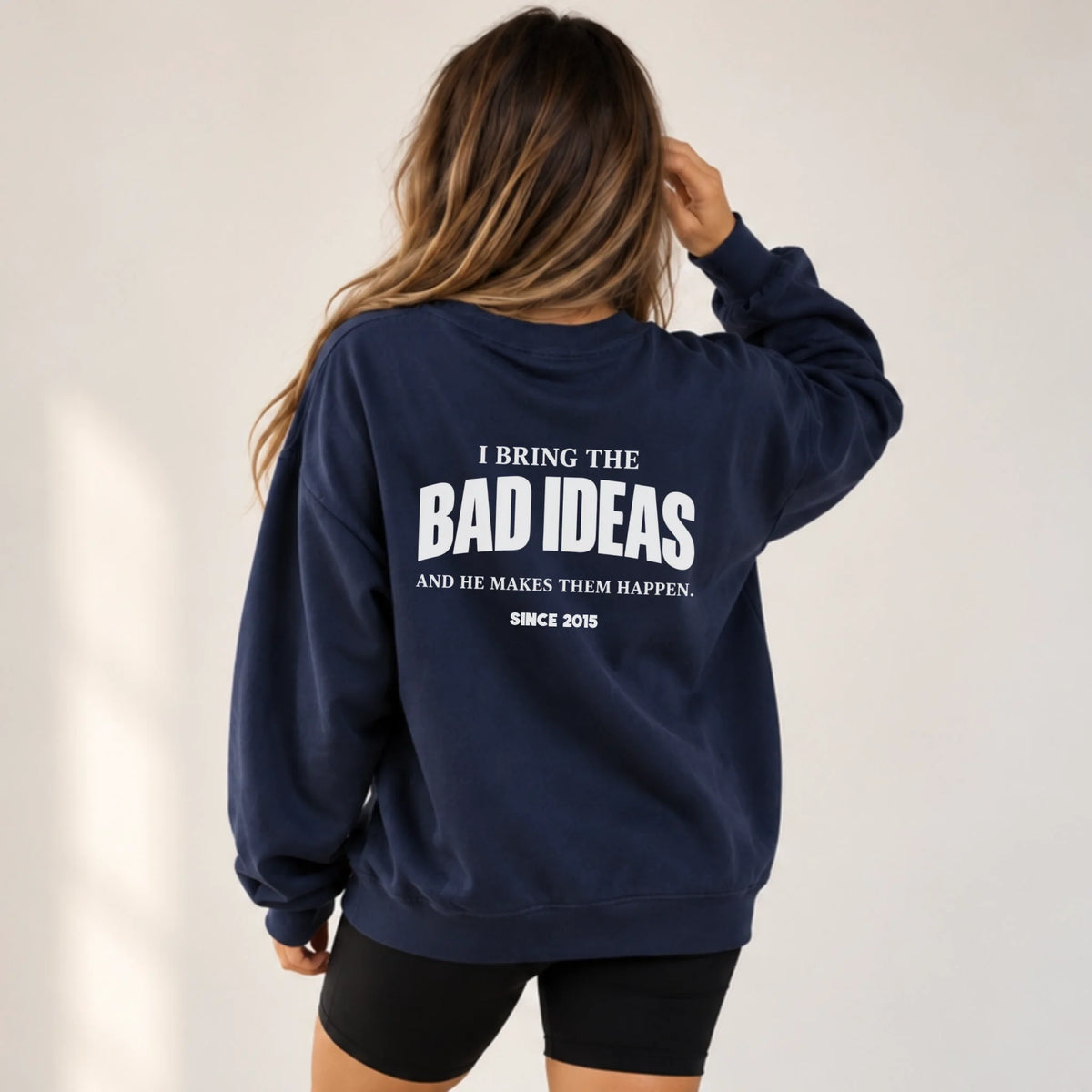 mamagibt Couple Sweatshirt bad ideas | Her Couple Sweatshirt bad ideas | Her Navy personalisiert