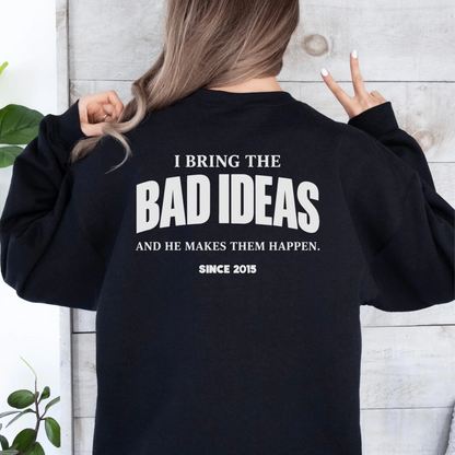mamagibt Couple Sweatshirt bad ideas | Her Couple Sweatshirt bad ideas | Her Black personalisiert