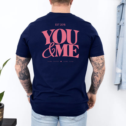 mamagibt Couple T-Shirt you and me | Him Couple T-Shirt you and me | Him Navy personalisiert
