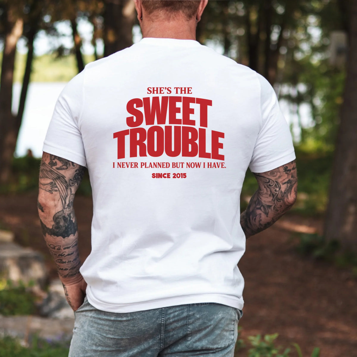 mamagibt Couple T-Shirt sweet trouble | Him Couple T-Shirt sweet trouble | Him White personalisiert