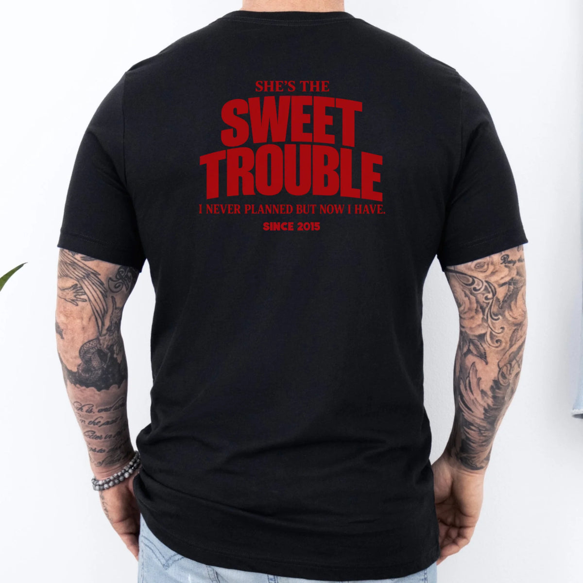 mamagibt Couple T-Shirt sweet trouble | Him Couple T-Shirt sweet trouble | Him Black personalisiert