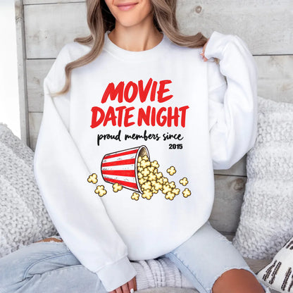 mamagibt Couple Sweatshirt Movie Date Club | Her Sweatshirt Couple Movie Date Club | Her White personalisiert