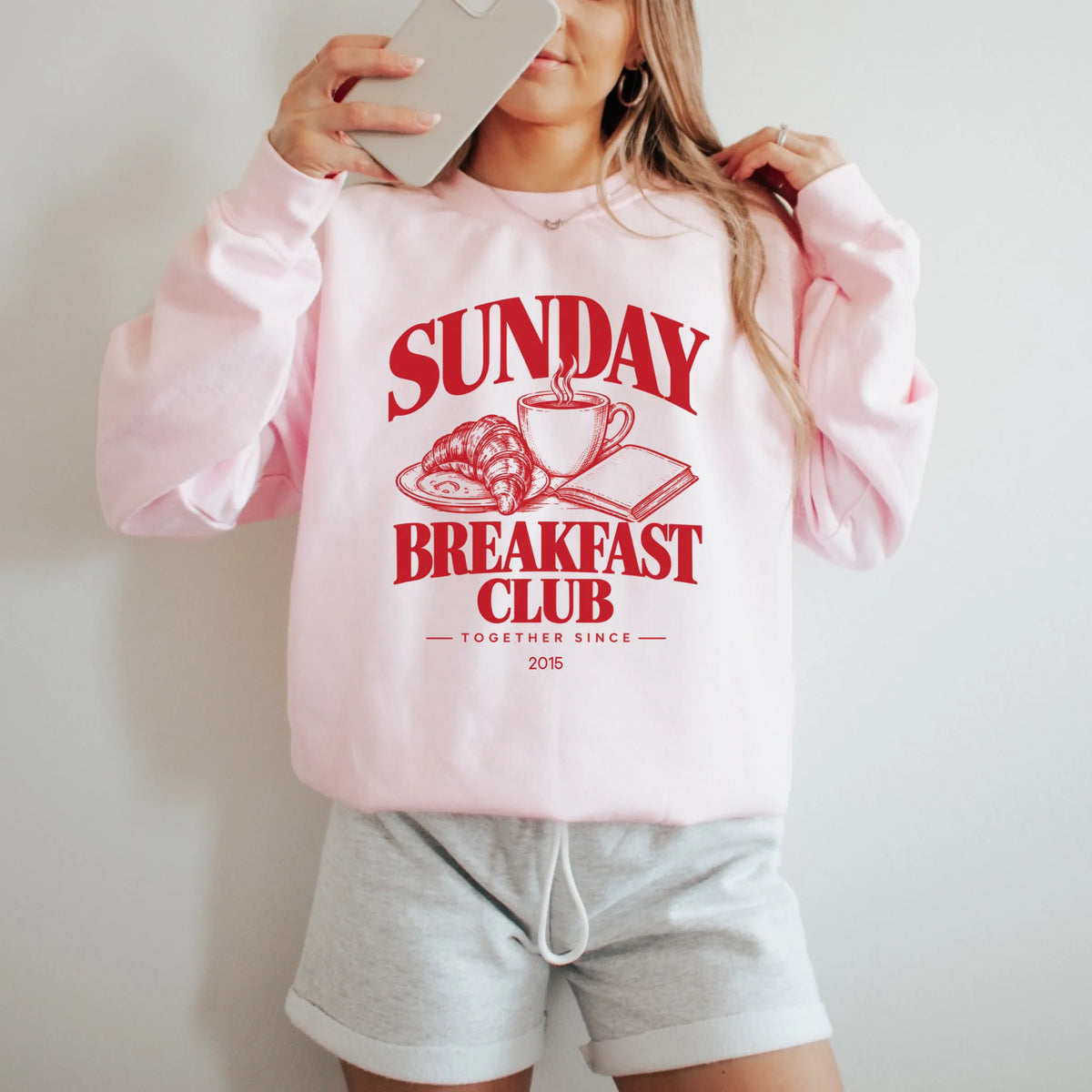 mamagibt Couple Sweatshirt Breakfast Club | Her Sweatshirt Couple Breakfast Club | Her Light Pink personalisiert