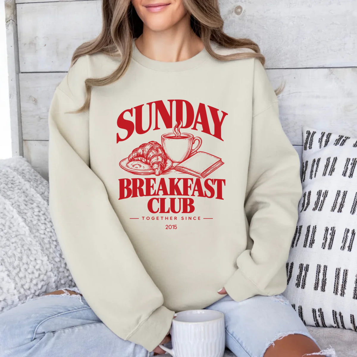 mamagibt Couple Sweatshirt Breakfast Club | Her Sweatshirt Couple Breakfast Club | Her Sand personalisiert