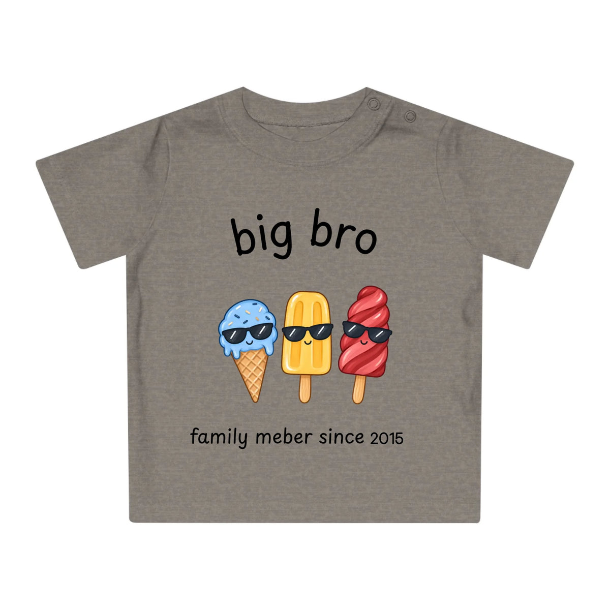 Printify Baby T-Shirt big bro Baby T-Shirt big bro Heather Grey Melange personalisiert