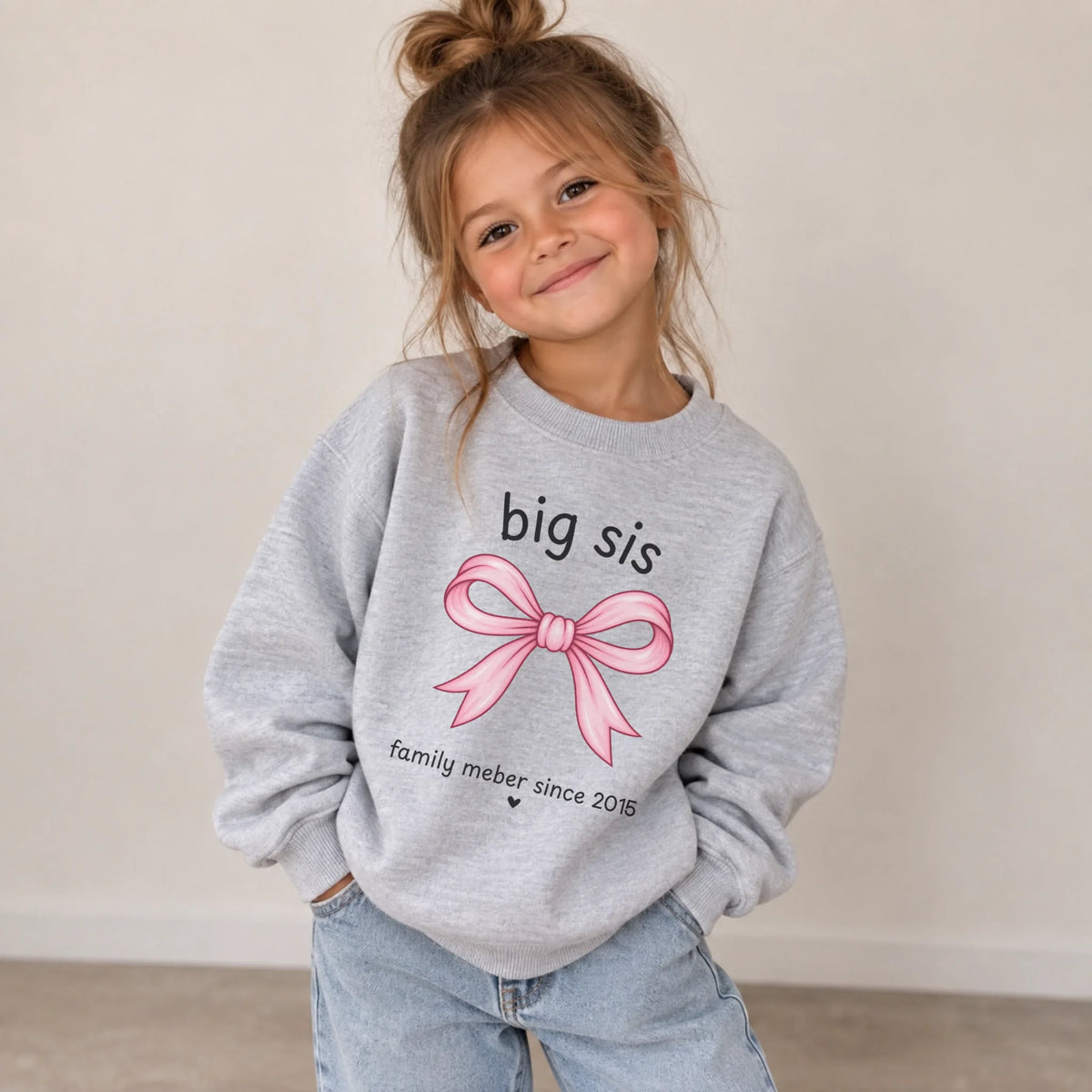 Printify Kinder Sweatshirt lil sis Kinder Sweatshirt lil sis Heather Grey personalisiert