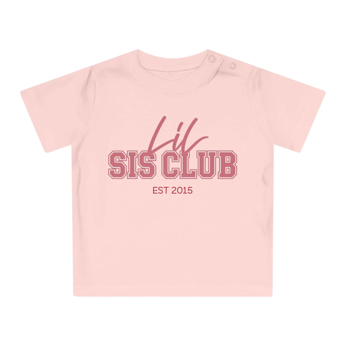 Printify T-Shirt Baby lil sis Club T-Shirt Baby lil sis Club Powder Pink personalisiert