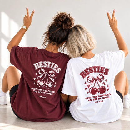Printify T-Shirt Bestie more than friends T-Shirt Betsie more than friends Maroon personalisiert