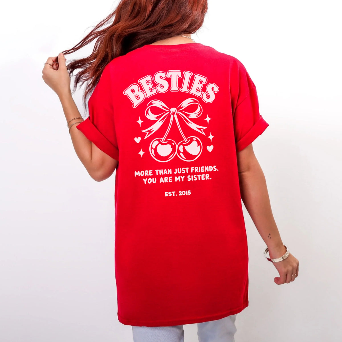 Printify T-Shirt Bestie more than friends T-Shirt Betsie more than friends Red personalisiert