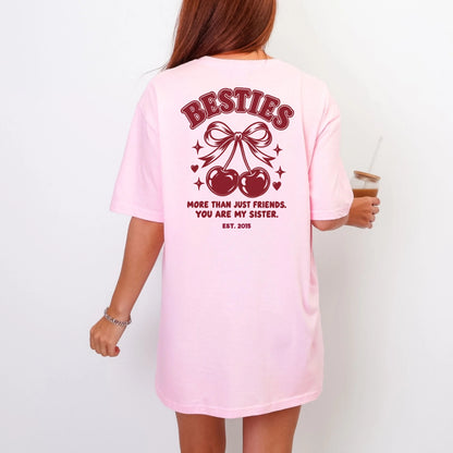 Printify T-Shirt Bestie more than friends T-Shirt Betsie more than friends Pink personalisiert