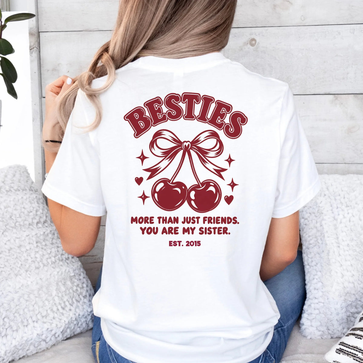 Printify T-Shirt Bestie more than friends T-Shirt Betsie more than friends White personalisiert