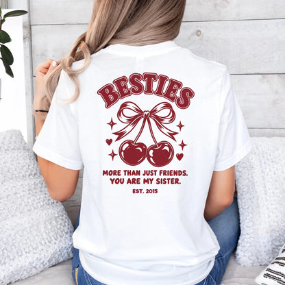 Printify T-Shirt Bestie more than friends T-Shirt Betsie more than friends White personalisiert