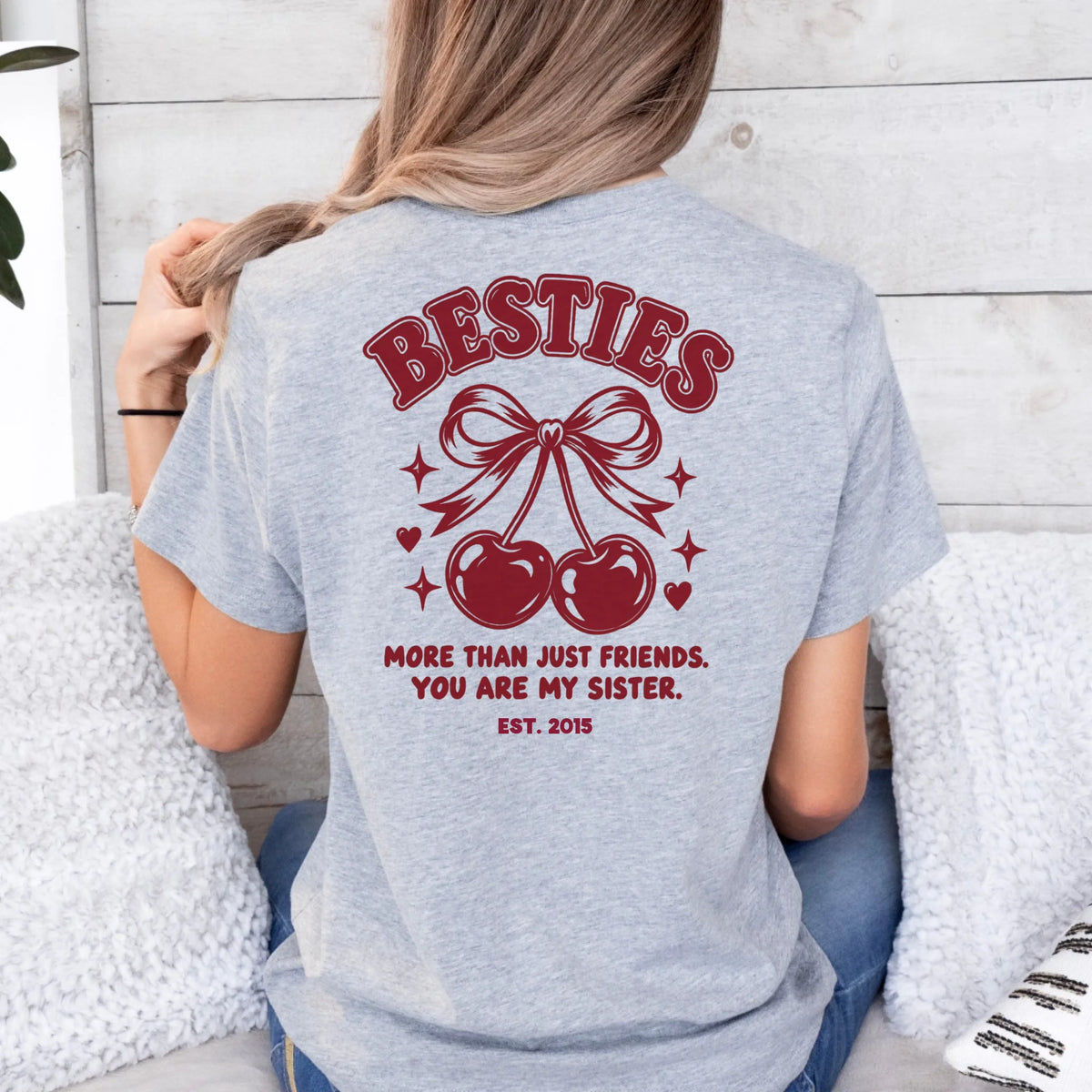 Printify T-Shirt Bestie more than friends T-Shirt Betsie more than friends Ash S personalisiert
