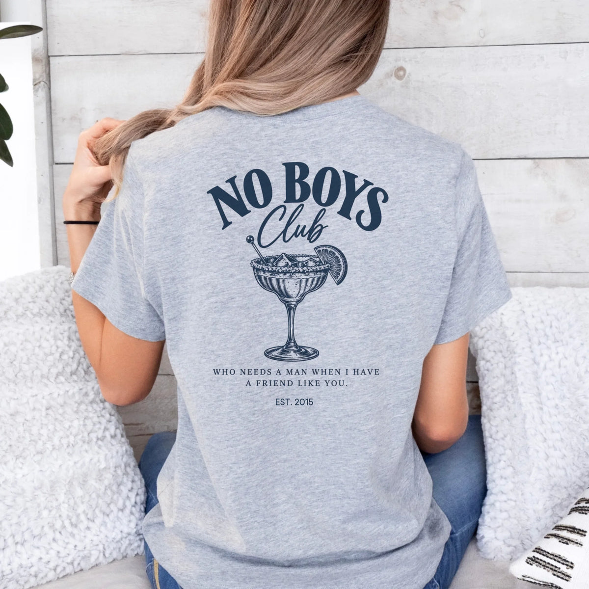Printify T-Shirt Bestie no boys club T-Shirt Bestie no boys club Ash S personalisiert