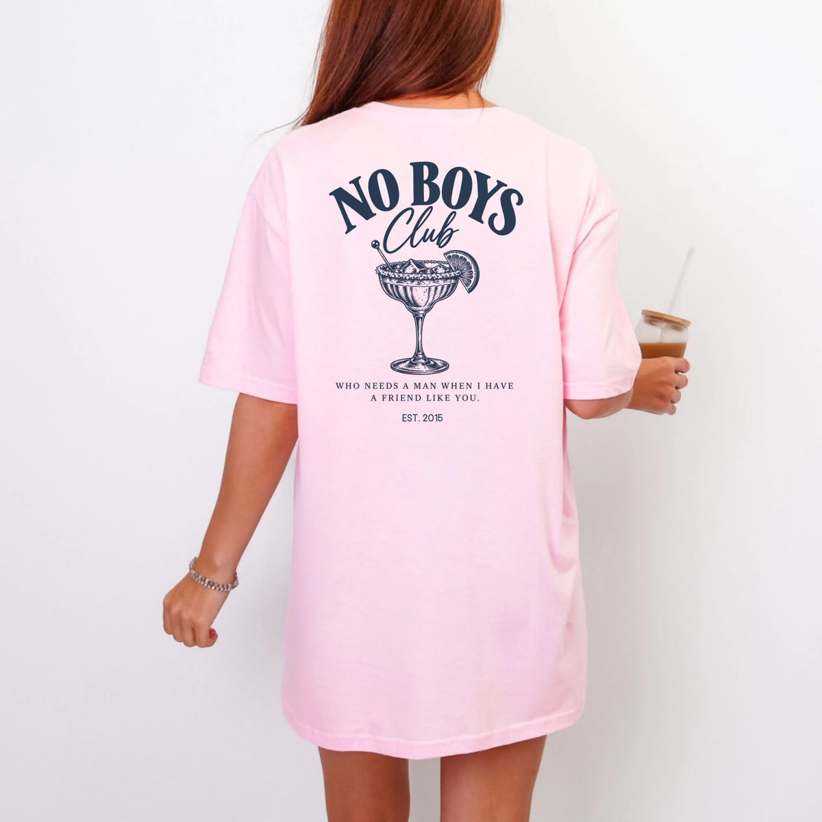 Printify T-Shirt Bestie no boys club T-Shirt Bestie no boys club Pink personalisiert
