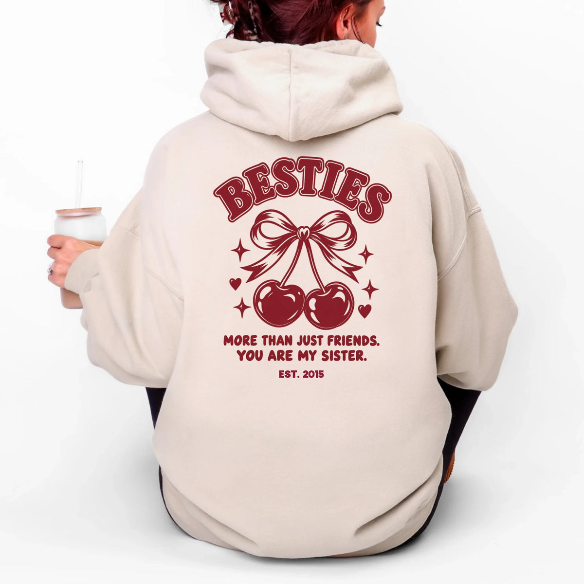 mamagibt Hoodie Bestie more than friends Hoodie Bestie more than friends Sand personalisiert
